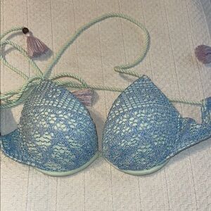 Blue Crochet Bikini Top
